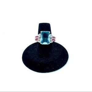Rectangular Blue Stone in 925 Ring Sz 6.5